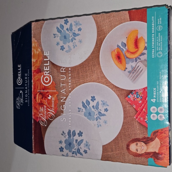 The Pioneer Woman by Corelle 4-Piece Appetizer Plate Set Evie Blue NWT - Picture 7 of 11